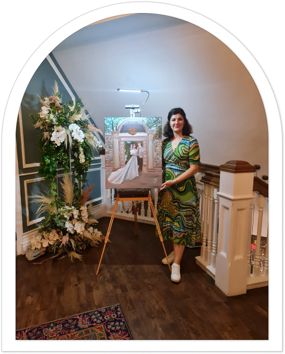 Diana Merfeldiene live Wedding painter in Ireland creating a beautiful wedding painting