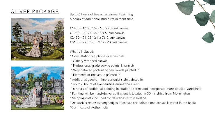 LIVE WEDDING PAINTER IRELAND PACKAGES