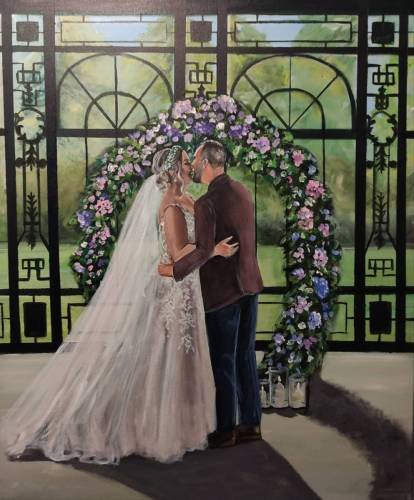 Live wedding painter in Ireland creates beautiful painting of newlywed couple